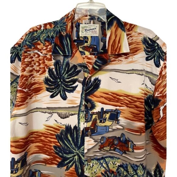 RESERVOIR Hawaiian Style Men's Button Shirt Large Palm Trees Tropical Beach NWOT - Picture 2 of 10